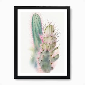 Rat Tail Cactus Pastel Watercolour 1 Art Print