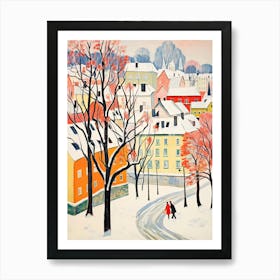 Winter Snow Stockholm   Sweden Snow Illustration 1 Art Print