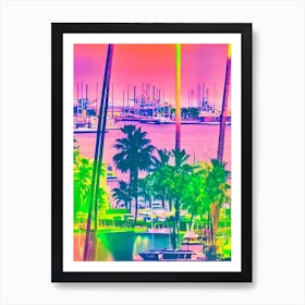 Port Of Long Beach United States Retro Risograph Print 1 harbour Art Print