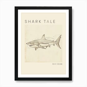 Bull Shark Vintage Illustration 1 Poster Art Print