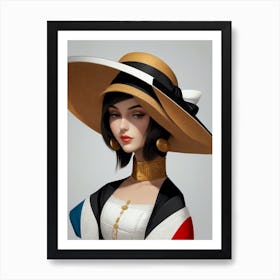 Woman In A Hat - Cubism 12 Art Print