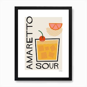 Amaretto Sour Retro Cocktail  Neutral Art Print