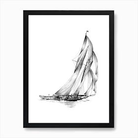 A Marine Boat Art Illustration In A Drawing Style 02 Art Print