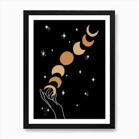 Hands Celestial Moon Phases Dark Art Print