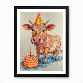 Birthday Cow 1 Art Print