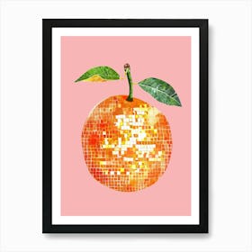 Disco Ball Orange Pink Art Disco Poster Trendy Aesthetic Art Food Kitchen Art Print