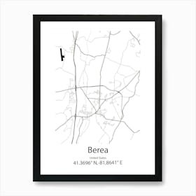 Berea,United States Minimalist Map 1 Art Print