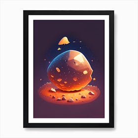 Meteorite Kawaii Kids Space Art Print