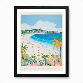 Poster Of Orient Bay Beach, St Martin, Matisse And Rousseau Style 1 Art Print