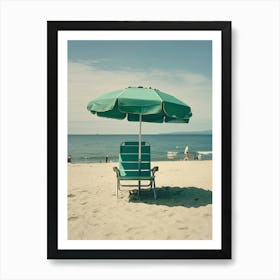Green Chair And Brach Umbrella  Summer Photography 0 Art Print