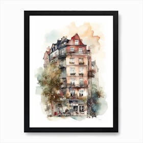 Kreuzberg Berlin Neighborhood, Watercolour 4 Art Print