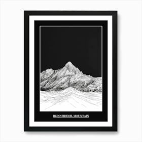 Beinn Bheoil Mountain Line Drawing 3 Poster Art Print