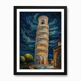 Tower Of Pisa Van Gogh Style 4 Art Print