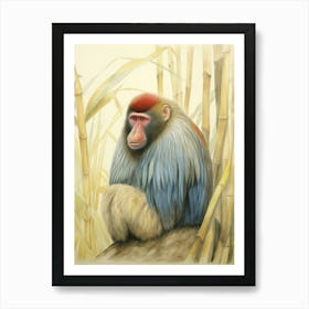 Storybook Animal Watercolour Mandrill Art Print