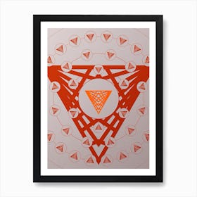Geometric Glyph Abstract Circle Array in Tomato Red n.0158 Art Print