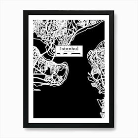 Istanbul (Turkey) City Map — Hand-drawn map, vector black map Art Print