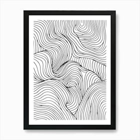 Abstract Wavy Lines Minimalist Line Art Monoline Illustration Art Print