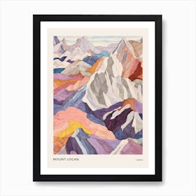 Mount Logan Canada 1 Colourful Mountain Illustration Poster Art Print