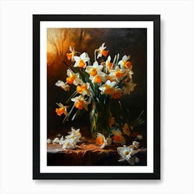 Baroque Floral Still Life Daffodil 4 Art Print