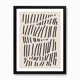 Black Lines On Cream Beige Art Print