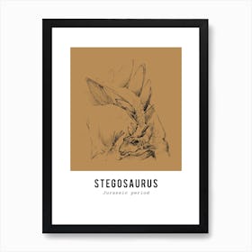 Stegosaurus Drawing, Dinosaur Boys Room Decor Art Print