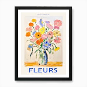 French Flower Poster Flax Flower 3 Art Print