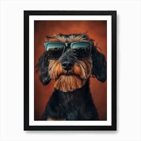 Dachshund Wearing Sunglasses. Generated AI. Art Print. Generated AI. Art Print Poster