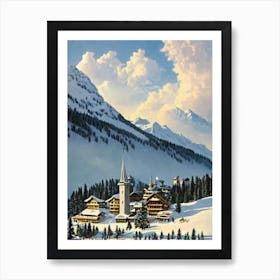 Gstaad, Switzerland Ski Resort Vintage Landscape 2 Skiing Poster Art Print