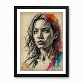 Girl With Paint Splatters Art Print