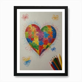 Autism Puzzle Heart 1 Art Print