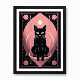 The Hermit Tarot Card, Black Cat In Pink 2 Art Print