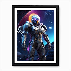 Hawk In Cyborg Body #2 Art Print