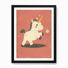 Unicorn Playing With A Ball Muted Pastels Art Print