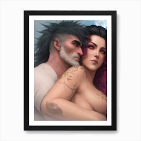 Lovers Embrace Art Print