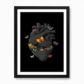 Hurting Black Heart Butterfly Art Print