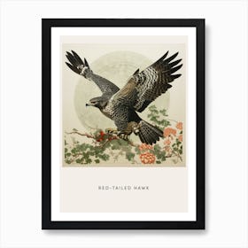 Ohara Koson Inspired Bird Painting Red Tailed Hawk 2 Poster Art Print