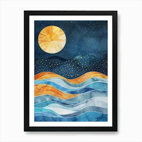 Moon Over The Ocean 5 Art Print