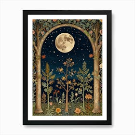 Moonlight In The Garden Style William Morris 1 Art Print