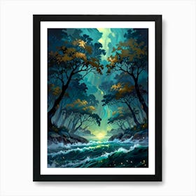 Forest At Night Art Print