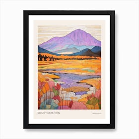Mount Katahdin United States 2 Colourful Mountain Illustration Poster Art Print