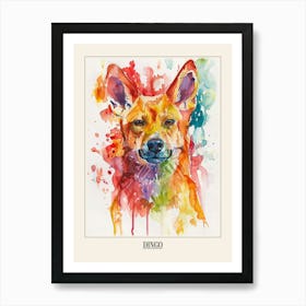 Dingo Colourful Watercolour 1 Poster Art Print