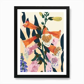 Colourful Flower Illustration Foxglove 2 Art Print