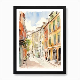 Trieste, Italy Watercolour Streets 4 Art Print