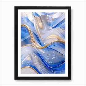 Abstract Blue And Gold 3 Art Print