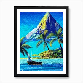 Bora Bora French Polynesia Pointillism Style Tropical Destination Art Print