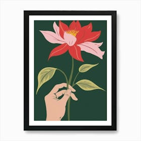 Hand Holding A Flower Art Print