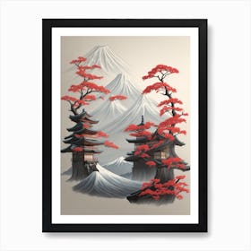 Japanese Mountain Landscape Art Print
