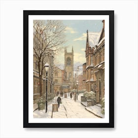 Vintage Winter Illustration Manchester United Kingdom Art Print