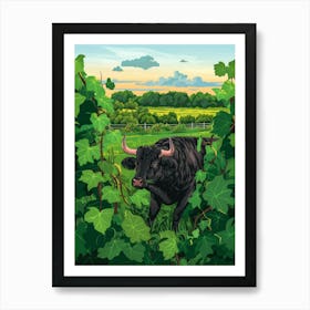 Bull In The Vineyard Art Print