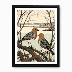 Art Nouveau Birds Poster Dunlin 2 Art Print